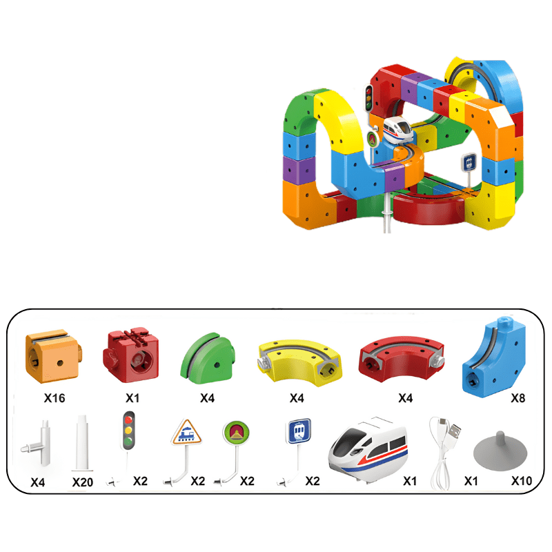 3D Railway Construction Kit Modular STEM Building Set with Rechargeable Train - Product detail 10