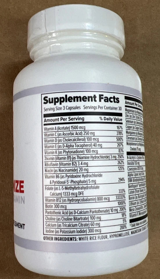 10X Health Optimize Methylated Multivitamin dietary supplement for men and women