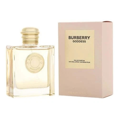 Burberry Goddess perfume bottle and packaging on a white background