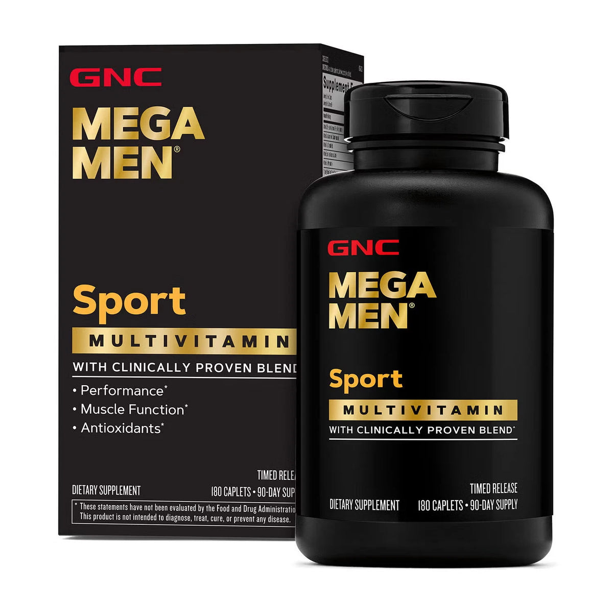 GNC Mega Men Sport Men's Multivitamin Supplement, 180 Caplets Bottle