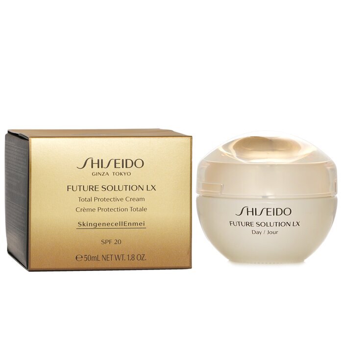 Shiseido Future Solution LX cream and packaging on a white background