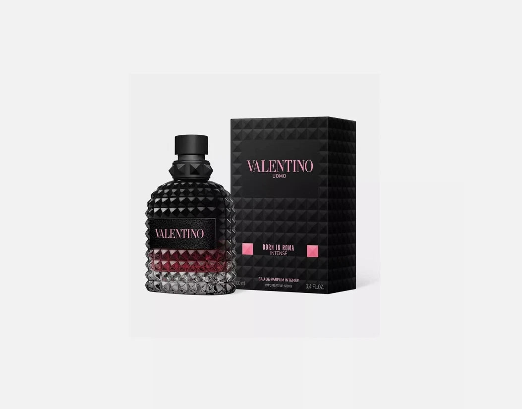 Valentino perfume bottle and packaging on a white background