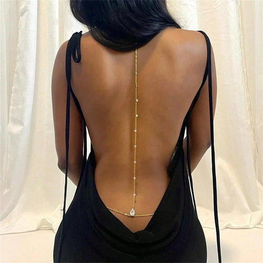 Rhinestone Waterdrop Waist Chain