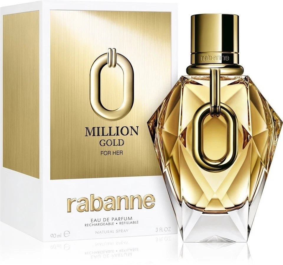 Rabanne Million Gold For Her EDP 90ml Rechargeable Eau de Parfum Natural Spray-