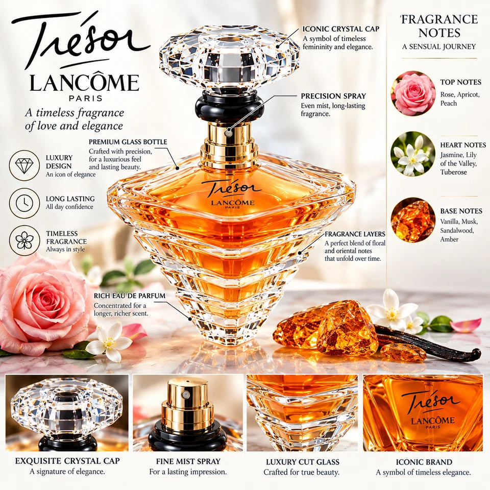 New Tresor by Lancome L'Eau De Parfum Spray for Women 3.4oz New Sealed In Box