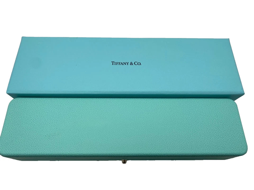 Tiffany & Co. Style Jewelry Gift Box – Blue Leather Empty Case for Bracelet, Pen & Watch