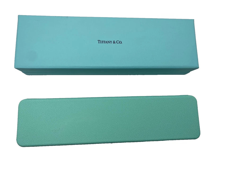 Tiffany & Co. Style Jewelry Gift Box – Blue Leather Empty Case for Bracelet, Pen & Watch